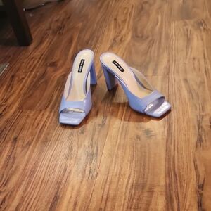 Nine West Zara Lavender Square-Toe Mule Heels